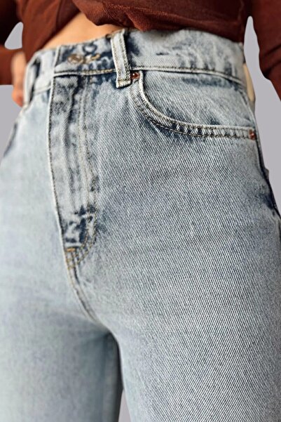 byhaziran butik بنطلون جينز نسائي أزرق قابل للغسل بالثلج