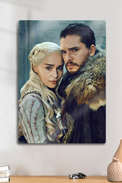 DekorHane Metal Baskı - Game of Thrones Tablo – Jon Snow Daenerys Got Tasarım...