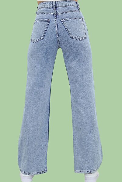 byhaziran butik Blue Washed Wide Leg Jeans