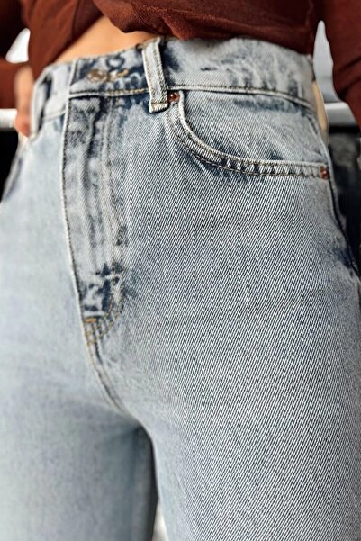 byhaziran butik Snow Washed Blue Fluid Form Denim Trousers