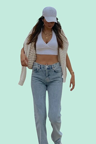 byhaziran butik بنطلون جينز بايزا كار باللون الأزرق ذو أرجل واسعة وقابل للغسل