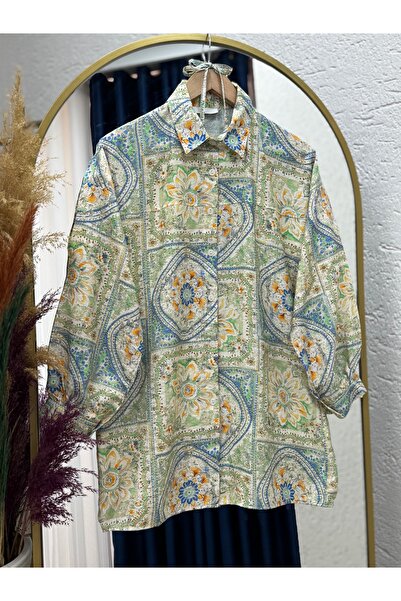 BENAHOLL قميص قصير برباط بنمط عرقي من لاميلا - PE266 أخضر