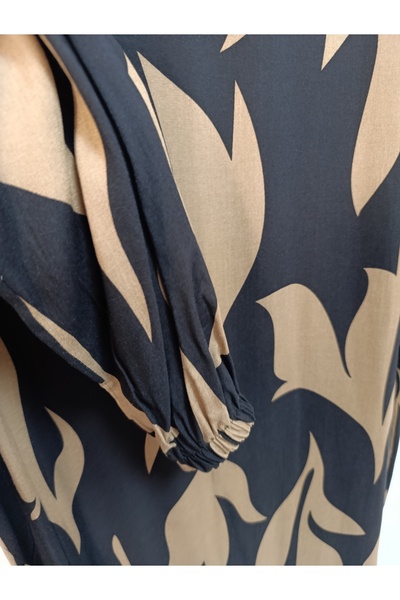 AKŞEN GİYİM Plus Size 100% Cotton Woven Viscose Hijab Mother Dress with Elasticated Sleeves, 145 cm Length