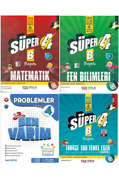 Nitelik Yayınları 4.SINIF SÜPER MATEMATİK SORU KİTABI (B) FEN BİLİMLERİ (B)TÜ...