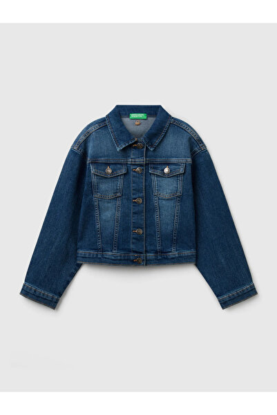 Benetton Girl's Denim Jacket 6-14 Years Blue