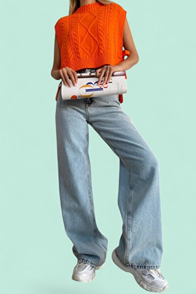 byhaziran butik Light Blue High Waist Wide Leg Jeans