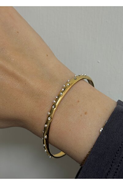 KİLİGİSTANBUL ÇELİK İNCE İNCİLİ BİLEZİK (0,50 CM KALINLIK)