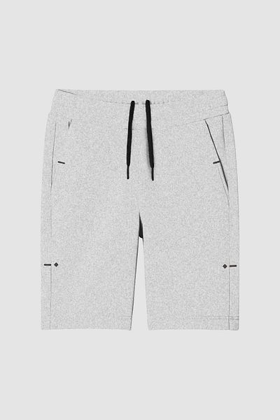 TOMMY LIFE Gray Melange Comfortable Form Lace-Up Pocket Detail Oversized Men's Shorts - 81297