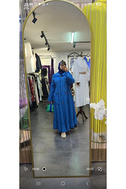 Modanındiyarı Tahta düğmeli keten kap