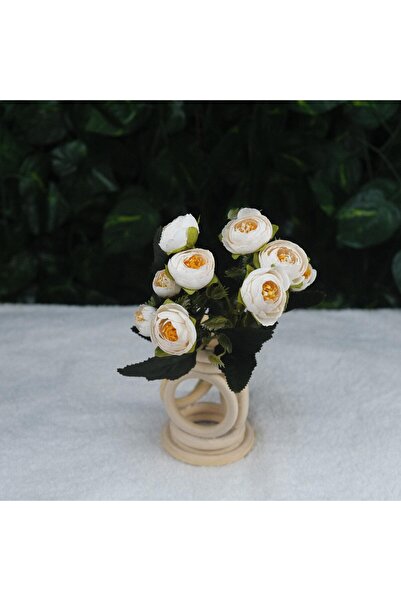 Kanguroom Krem Şakayık Gülü Mini Demeti 32 cm 5 Dal 10 Kafalı Yapay Çiçek