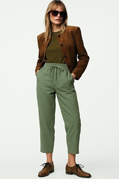 HAKKE Gabardin İpli Paça Lazerli PANTOLON