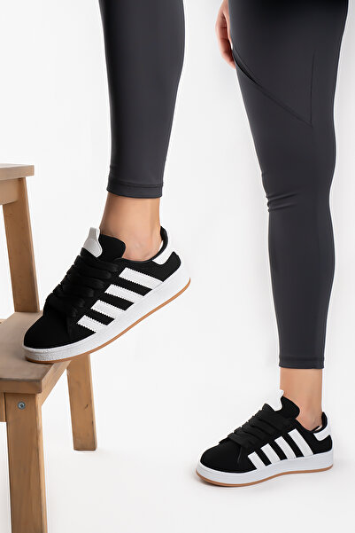 Blyss Kadın Günlük Siyah Beyaz Süet Spor Ayakkabı Sneaker