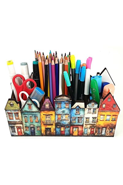 TuraLazerKesim Suport pentru stilouri din lemn, multicolor, pentru mai multe ...