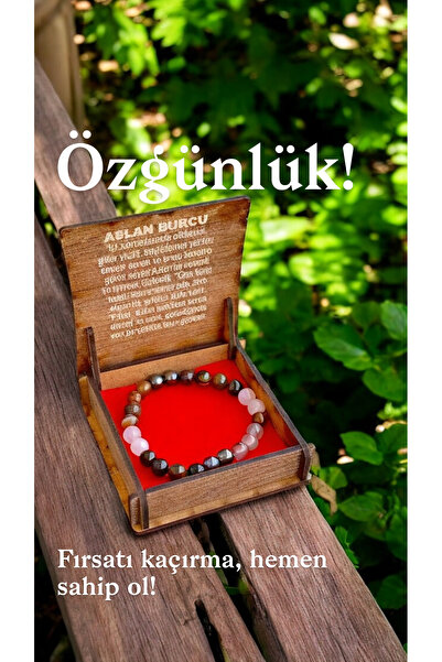 Vexa Aksesuar سوار من حجر الأسد الطبيعي - حجر طبيعي 100%، هدية مع بخور، هدية ...