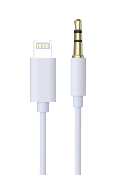 Jopus iPhone Uyumlu Lightning to 3.5mm Aux Kablosu Tak Çalıştır Beyaz 1 Metre
