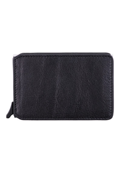 Toro Nero Men's card holder made of black genuine leather Master Slide, RFID protection