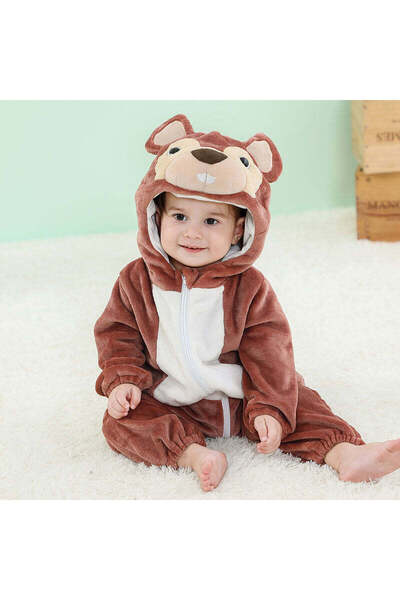 WildFashion Pijama kigurumi pentru bebelusi tip salopeta din material moale s...