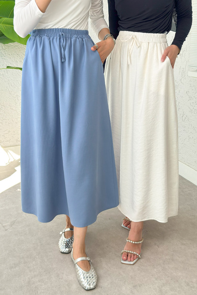Salih Çelebi Umay Pocket Skirt 2383 - Cream
