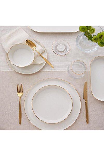 Kütahya Porselen KÜTAHYA PORSELEN V-FORM 26 PARÇA YEMEK TAKIMI MAT ALTIN