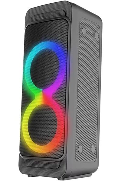 IDIGIT DJ Party Speaker with RGB Lights, Bluetooth/AUX/USB/TF, for Home, Travel & Outdoor Use - Black