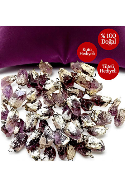 Vexa Aksesuar Doğal Ametist Taşı – Kolye Ucu veya Cep Taşı | %100 Doğal | Kut...