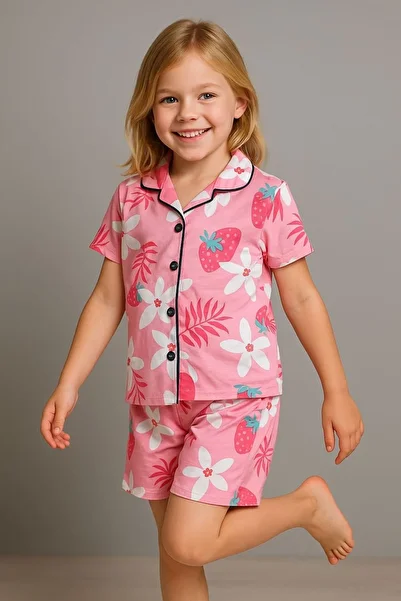 MAXI DRY Short Sleeve Girls' Pajama Set, Strawberry Pattern