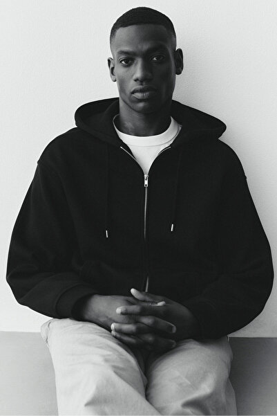 H&M Kapüşonlu ve Fermuarlı Üst Loose Fit