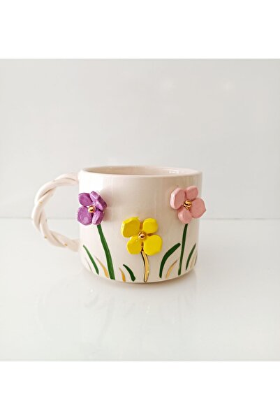 ADAMODART Flower 24K Gold Detailed Ceramic Mug