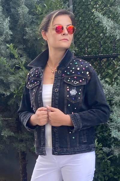 Mia Butik Women's Darell Black Denim Jacket