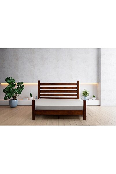 zerkaconcept Elegans İthal Çam Masif Ahşap Karyola Ceviz Renk 120*200 Cm