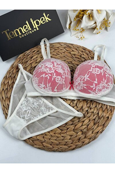 Top Step Dantelli Dolgulu Balenli Sütyen Takım