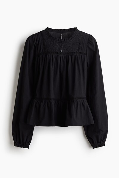 H&M İşlemeli ve Pamuklu Bluz