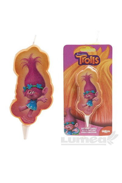 Lumea Lumanare aniversara "Trolls", roz -