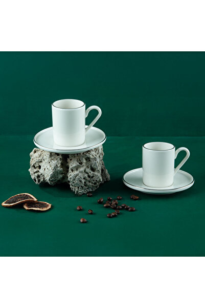 Aryıldız Hazel Platinum 4 Piece Turkish Coffee Cup Set for 2 People 90 ml