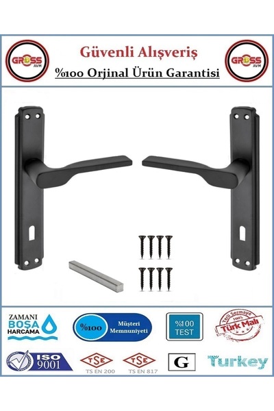 GrossAVM Lüx 2019 Mat Siyah İç Oda Kapı Kolu - 1 Takım Ön ve Arka