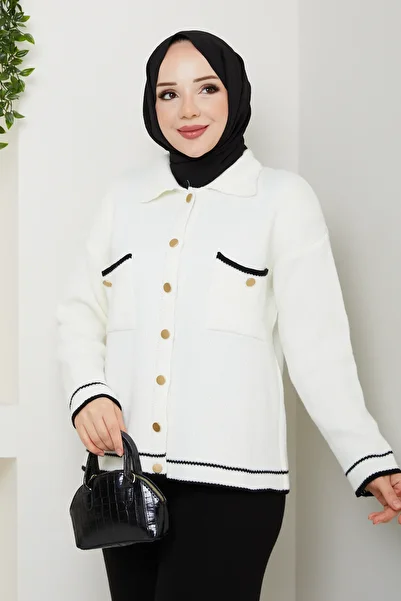 Pamuk Butik Women's Gold Buttoned Sports Jacket Cardigan