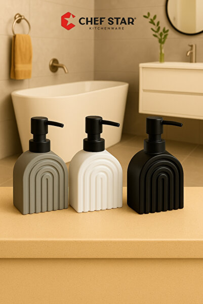 Chefstar KÜÇÜK BOY MODERN TASARIM DEKORATİF SIVI SABUNLUK – SİYAH / BEYAZ / G...