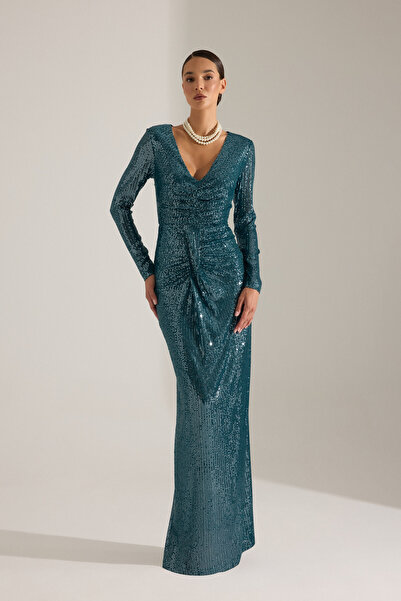 BETTY & SAM GIUSEPPINA PETROL MAVİSİ ELBİSE