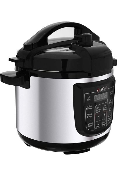 Edison Steel Pressure Cooker, 10 Functions, 1400 Watt, 10 Liter, GT1001-W/SS - Black Silver