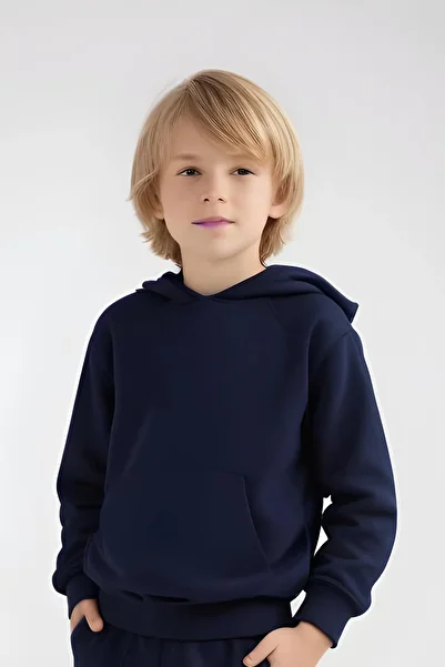 panios kids Kangarooth Hooded Sweatshirt Set with Pockets for Boys Without Print