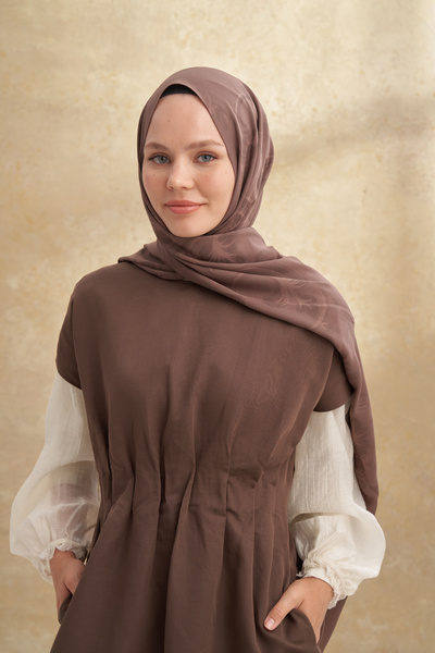 ARMANDA BAMBU BAROQ DESEN ŞAL - KOYU VİZON