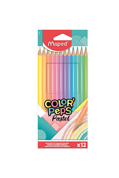Maped Set 12 creioane colorate Color'Peps Pastel, Multicolor