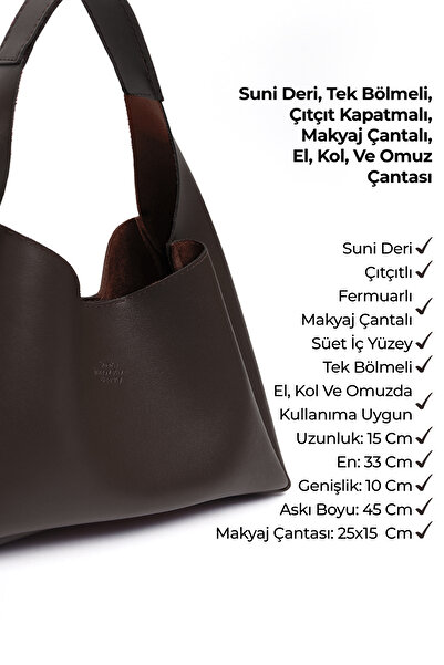 SHAKA Kahverengi / Beyaz / Siyah Shk248 Suni Deri El,Kol ve Omuz 3'lü Çanta Seti (SHK19-Shk24-Shk235)