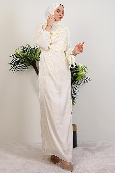 GİYZAMİLA Umay Tesettür Abiye Bej