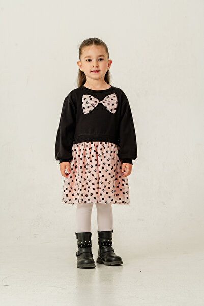 Eray Kids Toka Hediyeli Kız Çocuk Fiyonk Detaylı Çiçek Desenli Elbise (2-5 Yaş)