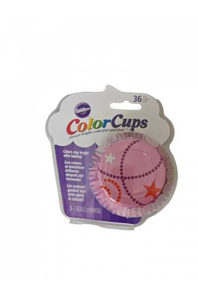 Lumea Hartii briose ColorCups model Roz cu stelute 36 buc. - Wilton