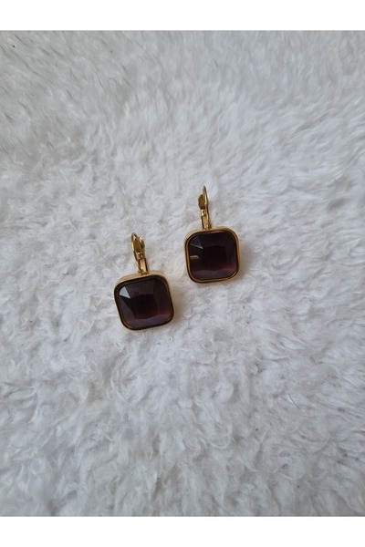 Gemnest Accessories Mor Taşlı Çelik Küpe