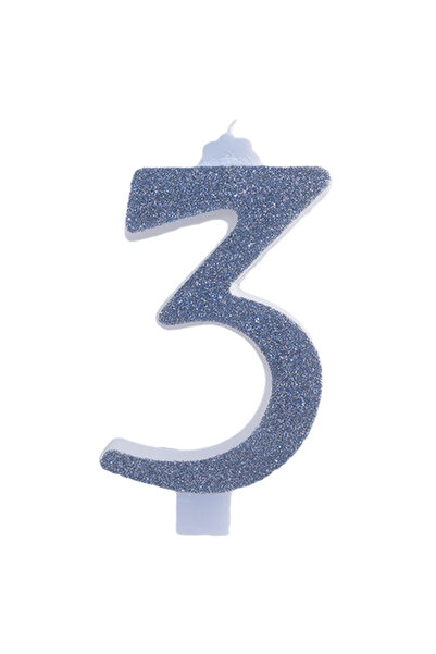 Lumea Lumanari cifre uriase nr. 3 argintiu -