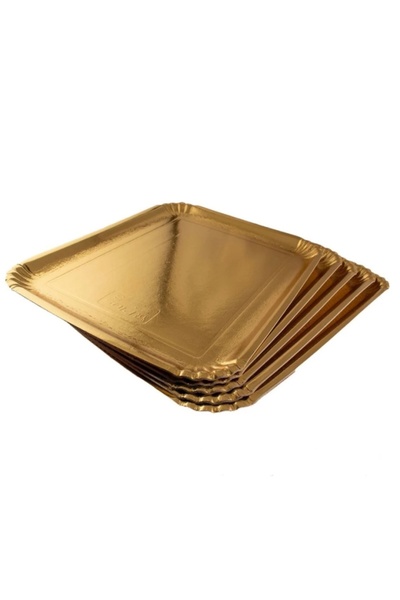 Lumea Set tavite dreptunghiulare auriu pentru tort si prajituri, 10E - 38.5cm...