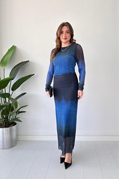 MaziButik Transitional Tulle Dress Blue